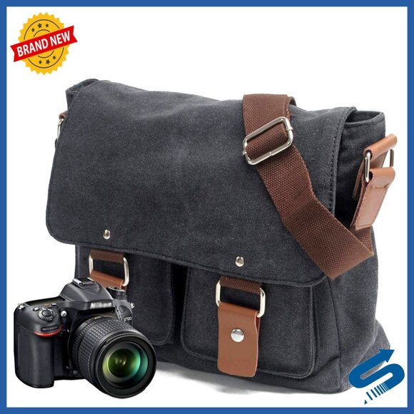Canvas Camera Bag Vintage Messenger Shoulder Sling Retro Classic DSLR Case